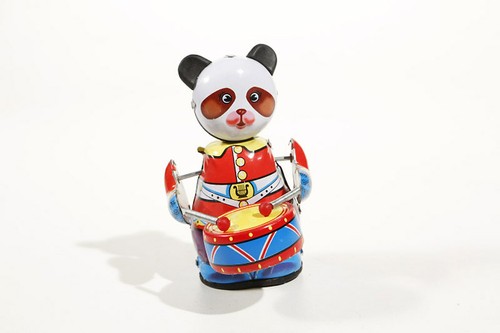 Panda drummer tin toy - drummer,
