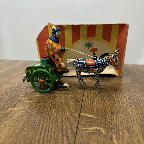 Tin windup donkey - , clown