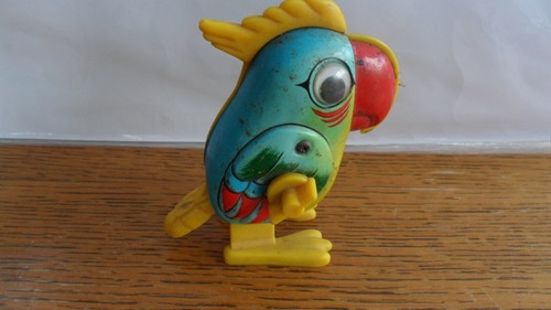 Vintage tin toy walking parrot - vintage,