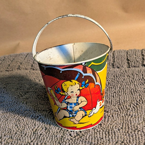 Ohio vintage art tin - pail, sand