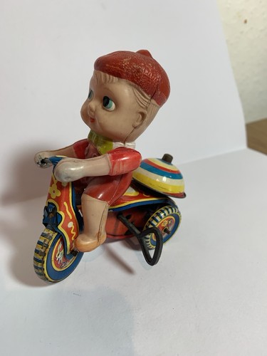 Vtg 1950s tin toy boy - boy, on