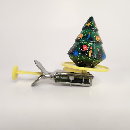 Tin litho christmas tree santa - litho,