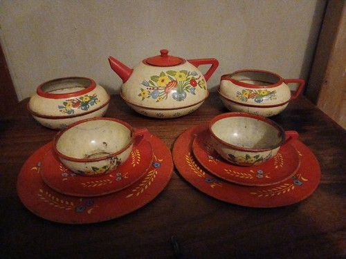 Vintage tin toy part tea - tea, set
