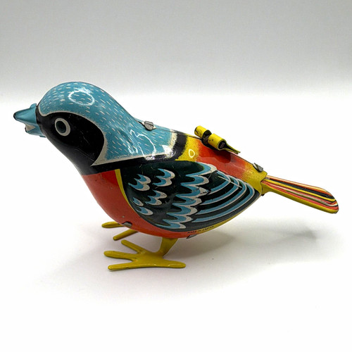 Vintage tin wind bird - tin, wind-up