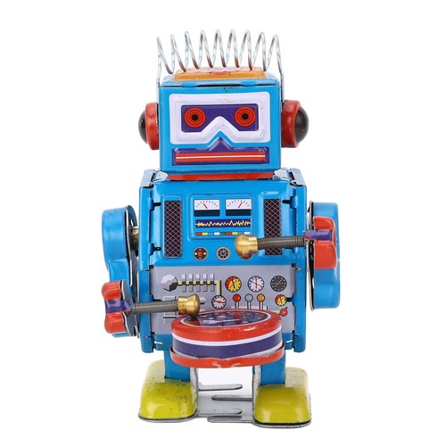 Robot clockwork toy drumming - clockwork,