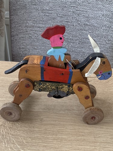 Vintage clockwork tin wooden - &,