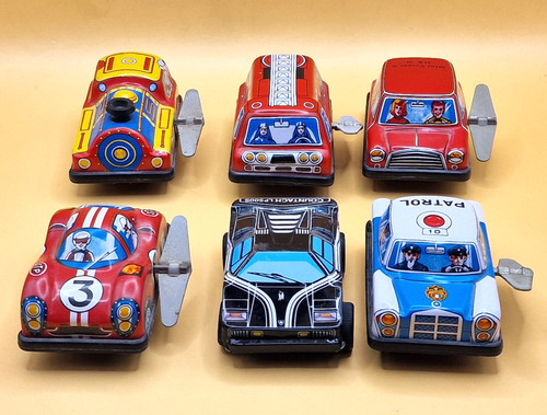 Vintage tin toy cars - tin, wind-up