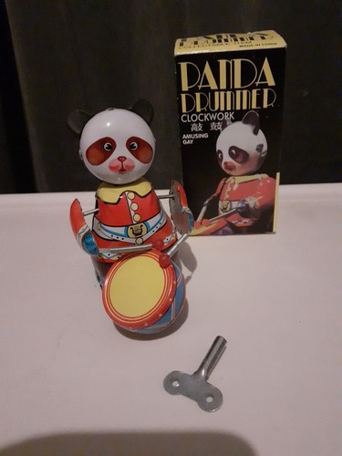 Panda drummer wind tin toy - drummer,